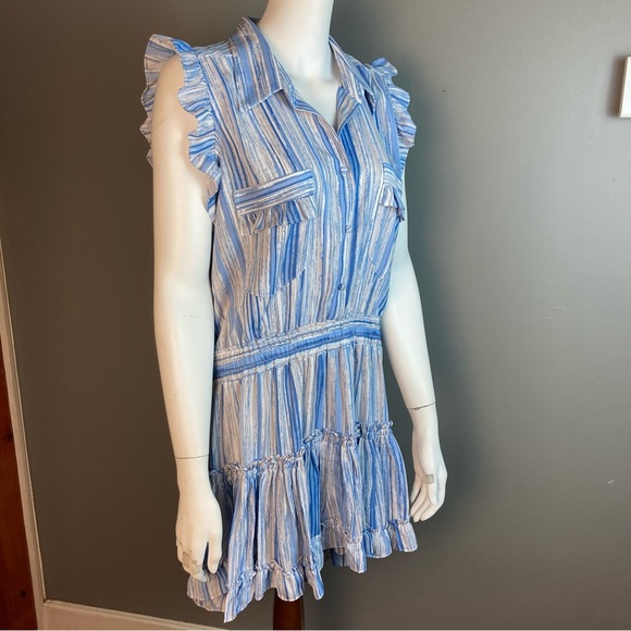 MISA shirt dress striped and tiered blue and white size large - Picture 3 of 13